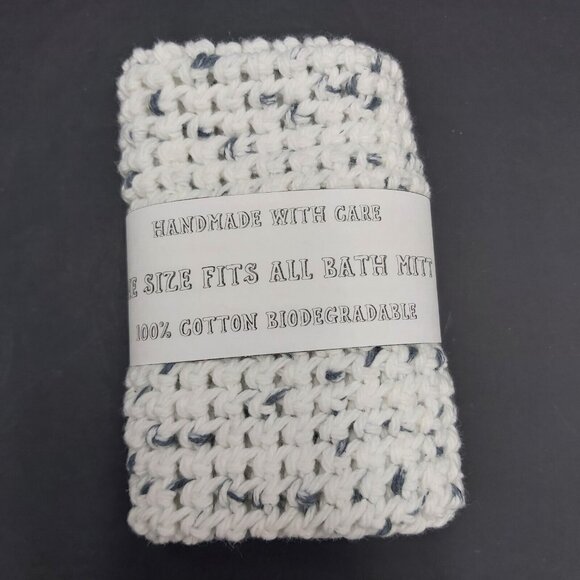 Crochet Eco-Friendly Spa Set 11 Pieces Cloth Pads Mitt Pouches White Gray New - Picture 14 of 15